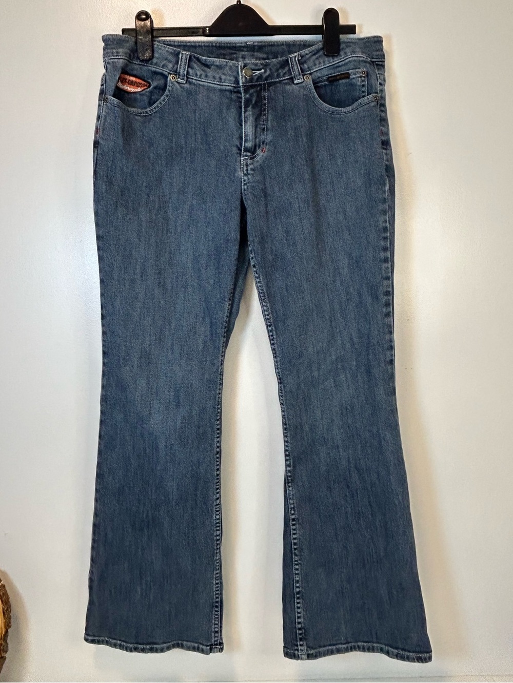 Harley-Davidson Women's Medium Blue Boot Cut Mid Rise Jeans Size 12